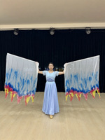 Drapeaux de louange Tie-Dye à bords flamboyants en mousseline légère pour la danse de louange, la scène et l'église