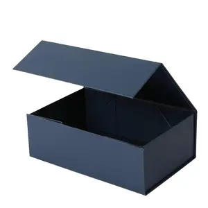 热卖定制标志纸板纸折叠纸箱包装黑色礼品盒带磁性盖