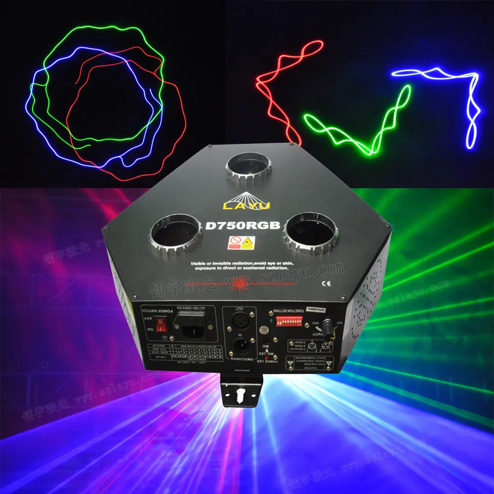 Layu laser luz para discoteca laser disco, d750rgb som ativado dmx512 rgb luz laser de discoteca com 3 feixe de olho
