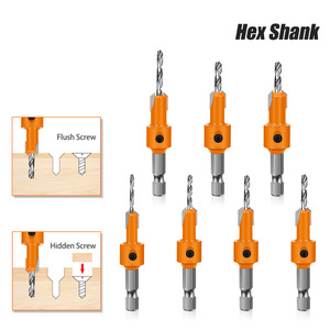 1set 5mm Hex Shank <strong>Countersink</strong> <strong>Drill</strong> Bit Double Flute High Speed Steel Wood Boring Bit for Concealed Screw Holes <strong>Mill</strong> - Product Image 6
