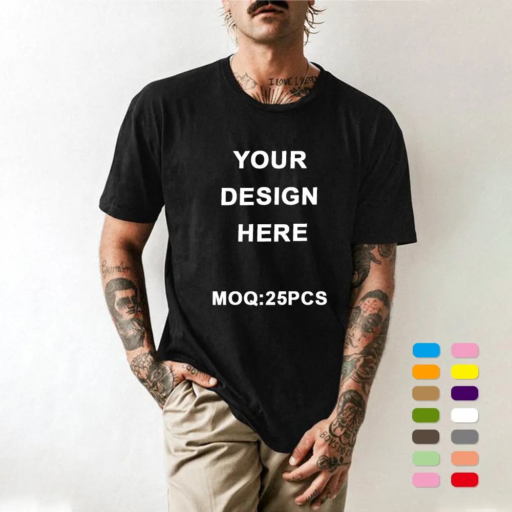 LOGO personnalisé Qualité supérieure Logo personnalisé T-shirts lourds Tee Shirt 100% coton Hommes Tshirt Coton Surdimensionné T-shirts vierges