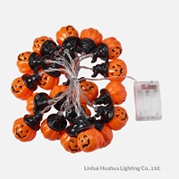 Guirnalda de Luces LED con Forma de Calabaza y Sombrero Negro de Halloween, Decoración con Conexión USB/Batería, Adornos Colgantes para Tiendas, Eventos y Fiestas