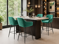 Tabourets de bar modernes de luxe en velours vert turquoise, chaise de bar rembourrée, tabouret de comptoir pour club commercial