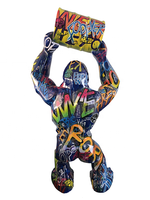 Sculpture d'art graffiti colorée personnalisée peinte à la main en fibre de verre King Kong Sculpture pour la décoration de galerie d'art de salle de fitness à domicile