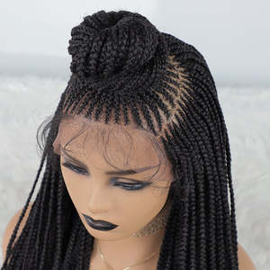 Parrucca intrecciata a coda di pesce sintetica africana di moda con trecce in pizzo trecce e <span class=keywords><strong>capelli</strong></span> da <span class=keywords><strong>donna</strong></span> di colore nero - Product Image 1
