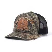 Casquette Trucker Rétro Camouflage 6 Panneaux en Cuir Personnalisé de Qualité Supérieure avec Logo Brodé et Filet Respirant
