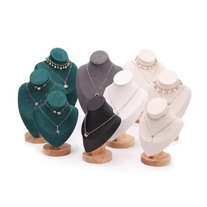 Présentoir de Luxe en Bois de 25 cm pour Colliers, Buste 3D, Velours Multicolore, Présentoir à Bijoux en Cuir, Accessoires de Vitrine, Vente en Gros pour Boutiques - Product Image 2