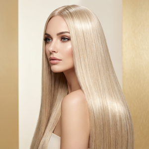 Wig Yahudi Mewah Panjang Lurus Berbahan Sutra dengan Highlight Pirang Abu-abu, Sheitel Rambut Asli Realistis untuk Wanita Ortodoks - Product Image 5