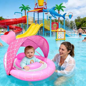 Flotador para Bebés con Toldo para Edades de 6 a 36 Meses, Protección Solar UPF50+, Toldo Ajustable de 4 Etapas, Cámaras de Aire Dobles, Asiento Ajustable - Product Image 6