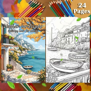 Libro <span class=keywords><strong>da</strong></span> <span class=keywords><strong>colorare</strong></span> <span class=keywords><strong>paesaggi</strong></span> italiani per adulti - 24 pagine con scene <span class=keywords><strong>di</strong></span> viaggi europei, <span class=keywords><strong>disegni</strong></span> rilassanti per l'arteterapia, architettura e natura - Product Image 1