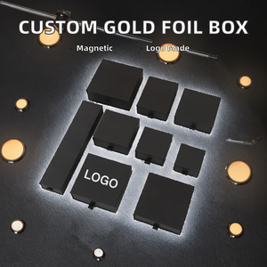 Emballage coulissant personnalisé haut de gamme avec logo estampé à chaud or, en carton noir mat, doublure en éponge, recyclable et fermeture magnétique - Product Image 2