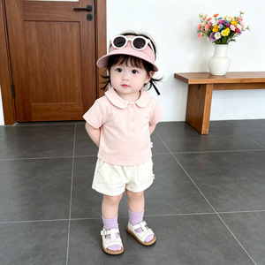 Camiseta de Verano para Niñas, Transpirable, de Algodón, con Cuello de Muñeca, Estilo Coreano, Delgada, Combinable con Todo - Product Image 4