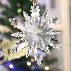 Customized Engraved Logo 100mm K9 High Quality <b>Crystal</b> Snowflake Christmas Tree Ornament with UV Printing Techniques - Product Image 3