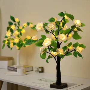 24 Led Rose Boom Lamp Warm Wit Rood Rose Led Tafel Bloem Lamp Diy Verlichte Bloem Boom Romantische Kerstcadeaus voor Meisjes Vrouwen