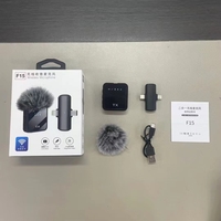 Mikrofon Lavalier Nirkabel Tipe C F15 dengan Shock Mount Plastik, Peredam Kebisingan, untuk Siaran Langsung Ponsel dan Video Pendek
