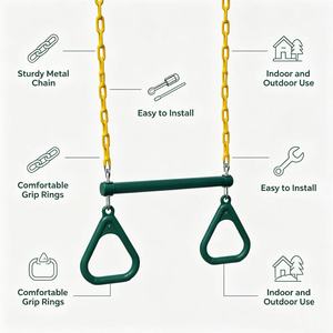 Barra de Columpio Tipo Trapecio para Patio Trasero, Accesorios para Columpio de 16.5 Pulgadas, Cadenas de Aleación Recubierta de <span class=keywords><strong>47</strong></span> Pulgadas, 2 Ganchos de Seguridad, Capacidad Máxima <100 kg - Product Image 4
