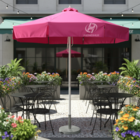 Parasol promotionnel OEM 3m 2.7m 2.5m personnalisé avec logo rose, imperméable, grand auvent pour mobilier d'extérieur, jardin, restaurant, terrasse