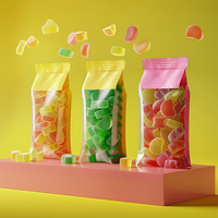 Emballage en plastique pour bonbons, écologique et recyclable, sachet refermable personnalisé avec fenêtre pour le sucre