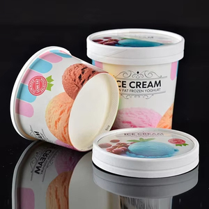 Tùy Chỉnh Sữa Chua Bao Bì Hộp Đông Lạnh Sundae Gelato Container Với Bằng Gỗ Nhựa Muỗng Takeout Sinh Thái Thân Thiện <span class=keywords><strong>Ice</strong></span> <span class=keywords><strong>Cream</strong></span> Cốc Giấy - Product Image 2
