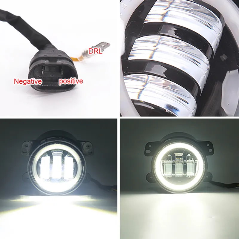 Jhs Hot Bán 4inch LED Đèn sương mù DRL lần lượt lái xe không thấm nước 12V 24V Ford Focus cho Jeep Wrangler xe