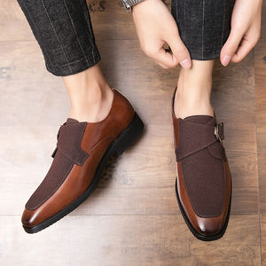 캐주얼 남성용 원피스 신발 뾰족한 발가락 가짜 스웨이드 + PU 가죽 고무 밑창 편안한 내구성 슬립온 몽크 스트랩 신발 - Product Image 3