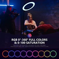 NEEWER Lampu Cincin LED RGB 18 Inci Kontrol APP dengan Stand dan Penyangga Ponsel untuk Selfie, Makeup, TikTok, Vlog