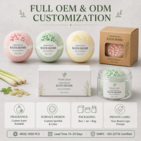 Bombe de bain effervescente artisanale au beurre de karité et à la citronnelle, hydratante et rafraîchissante, pour tous types de peaux, OEM ODM 100g