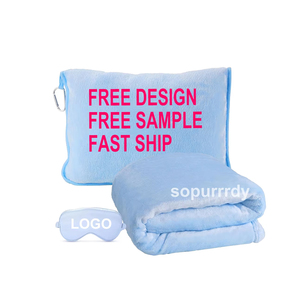 Biểu Tượng Tùy Chỉnh Đa Chức Năng Chăn Gối Flannel Tay Hành Lý Tay Áo Ba Lô Clip Máy Bay Gối Chăn Với Mặt Nạ Mắt - Product Image 1