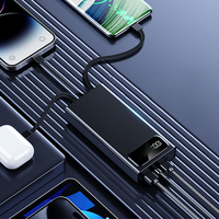 Charge rapide, Power Bank 20000 mAh, Power Bank d'extérieur, chargeur portable LED, Power Bank haute capacité, 4 câbles intégrés, LOGO