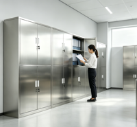 Lemari Arsip Baja Anti Karat 4 Pintu dengan Kunci untuk Penggunaan Kantor