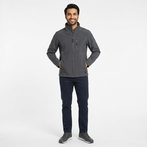 Veste Softshell Coupe-Vent à Capuche pour Homme Hiver Non-tissé Respirant Imperméable Fermeture Éclair Style Urbain - Product Image 1
