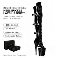 Stivali da Stripper Personalizzati 8 Pollici, Scarpe da Ballerina Esotica in Pelle Verniciata Lucida OEM per Performance sul Palco