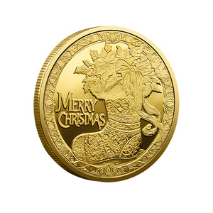 Feliz Navidad Moneda conmemorativa Regalo Chapado en oro Santa y muñeco de nieve Material de metal - Product Image 3