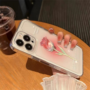 Thẩm Mỹ Hàn Quốc Rose Flower Điện Thoại Trường Hợp Rõ Ràng Chống Sốc Silicone Mềm Bìa Đối Với <span class=keywords><strong>iPhone</strong></span> 16 Pro Max 15 14 13 12 11 Pro XR XS 7P - Product Image 4