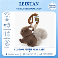 Porte-clés en peluche écureuil marron mignon, avec grande queue moelleuse, pendentif animal en peluche doux, mousqueton, cordon, décoration pour sac à dos, cadeau