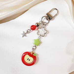 Llavero de Manzana Verde y Roja Navideña, Joyería de Frutas, Cadena para Teléfono Móvil, Decoración para Bolsos, Adornos Colgantes para Libros - Product Image 2