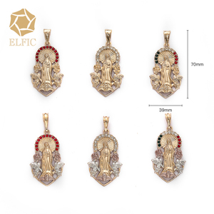 Elfic Katholischer Schmuck Vergoldete Ketten mit Anhänger Jungfrau Maria Rosenkranz Halsketten & Ketten - Product Image 2