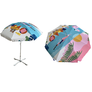 Sombrilla de Playa Portátil de 40 Pulgadas, Revestimiento Plateado Oxford 210D, Resistente al Viento, con Inclinación Ajustable para Piscina al Aire Libre, Venta al Por Mayor - Product Image 1