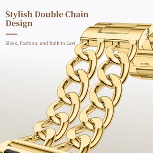 <span class=keywords><strong>Bracelet</strong></span> en métal pour femmes 40mm 41mm 38mm 42mm pour <span class=keywords><strong>Apple</strong></span> <span class=keywords><strong>Watch</strong></span> Series 10 9 8 <span class=keywords><strong>Bracelet</strong></span> à double maillons en acier ultra élégant et réglable - Product Image 4