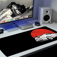 Tapis de souris gaming JDM grand format - Noir et blanc, tapis de bureau sportif Drift, base en caoutchouc antidérapante, tapis de souris XXL étendu pour gamers et usage domestique
