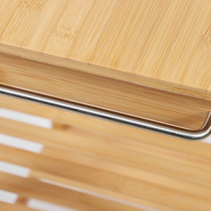 Bamboo Three Layer Wheeled <b>Storage</b> <b>Cart</b> 75cm Height Kitchen Organizer Multifunctional Movable Rack - Product Image 4