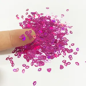 Glitter For Art Hengxin Wholesale PET Holographic Heart Glitter Sequins For Slime Nail Art Slime Resin Crafts