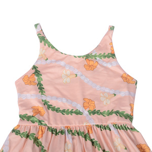 Cd-6-2 Halter Personalizado con Estampado Floral Hawaiano en Algodón, Tirantes Ajustables para Niñas - Product Image 2