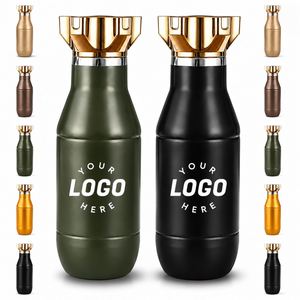 Bouteille d'eau isotherme portable en acier inoxydable de qualité supérieure de 500 ml, forme balle, avec couvercle couronne dorée, personnalisable avec logo, idéale comme cadeau - Product Image 1