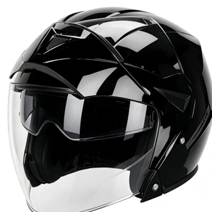 Casque de moto à visière relevable, coque noire en ABS, double visière, ouvert, homologué DOT, toutes saisons, fermeture rapide - Product Image 1