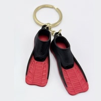 Porte-clés mini-palmes de plongée 3D en PVC, cadeau souvenir pour plongeur