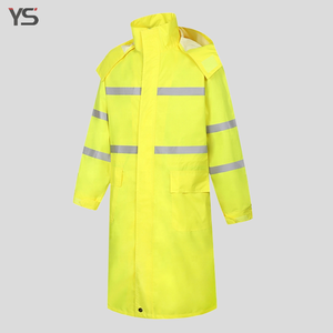 Imperméable de sécurité imperméable pour hommes et femmes avec fermeture auto-agrippante et fermeture éclair, en Oxford 300D haute visibilité réfléchissant, long - Product Image 1
