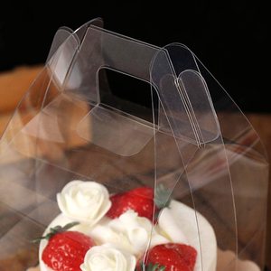 Boîte à gâteau carrée en plastique haute 12 x 12 x 6 pouces, boîte en plastique transparente avec poignées, boîte à gâteau triangulaire - Product Image 4