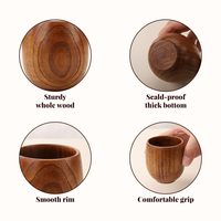 Tasse à vin, saké ou thé en bois massif, portable, durable, avec logo personnalisé, design arabe classique, résistante à la chaleur, 80 ml, pour la maison ou les restaurants