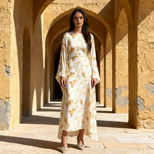 Abaya élégante en polyester imprimé de luxe, sur mesure, pour femmes musulmanes, robe de soirée, fournisseur en gros, OEM - Product Image 1